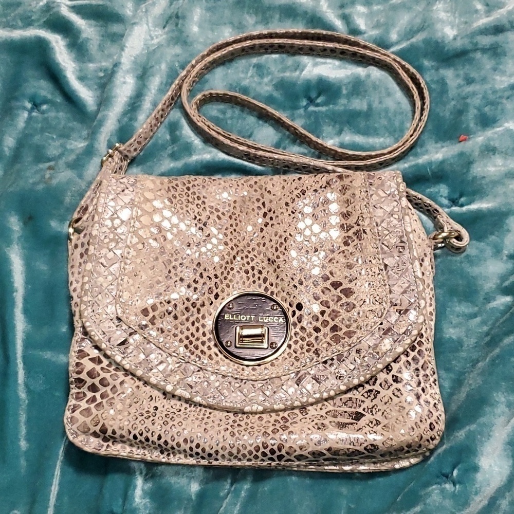 Elliott Lucca snakeskin crossbody bag